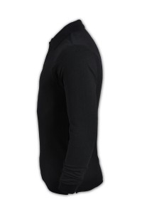 SKLPS002 pure color plain colour black 007 long sleeved men' s Polo shirt 1AD01 online ordering supply long sleeved polo-shirts cotton 100% breathable polo made in Hk Hong Kong company supplier price side view